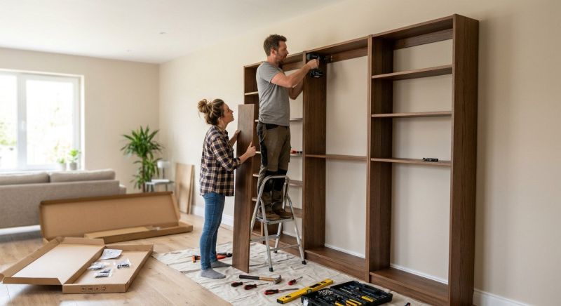 Custom Bookshelves Installation in Durham, NC